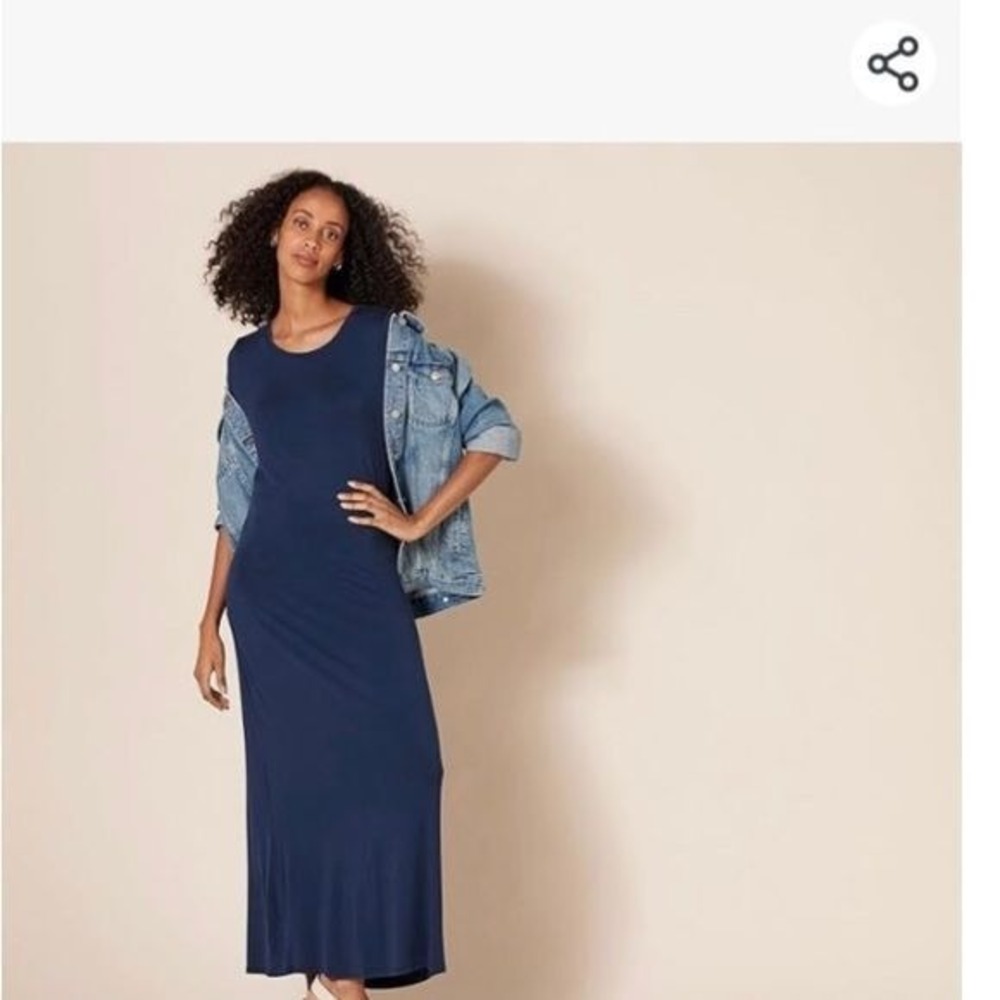 Amazon Essentials Women's Short Sleeved Maxi Dress Navy Blue Size‎ Large